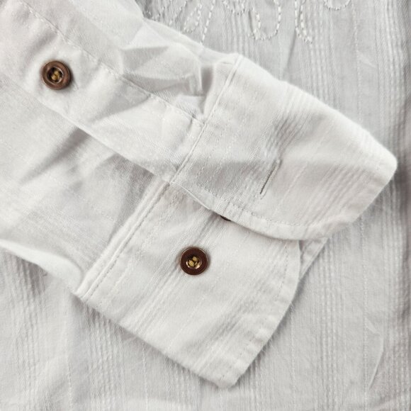 Avirex White Embroidered Button Up Shirt Large Long Sleeve Men Cotton Blend - Picture 3 of 16